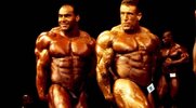 Legendary bodybuilders Dorian and Nasser posing