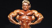 6 time Mr. Olympia winner Dorian Yates demonstrating a Front Lat Spread Pose