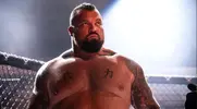 Eddie Hall looking forward at the crowd at his MMA fight debut against the Neffati twins